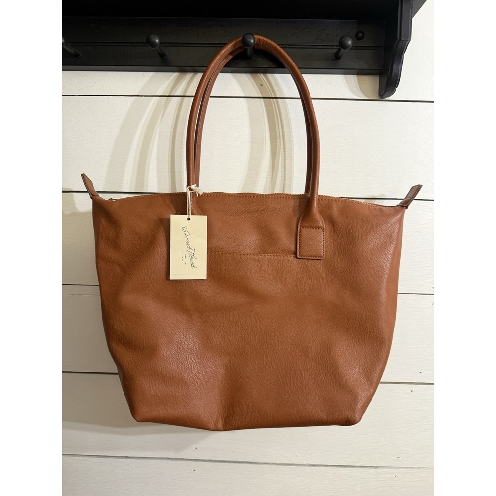 Universal Thread Tan Tote Bag Brown Faux Leather Large NEW